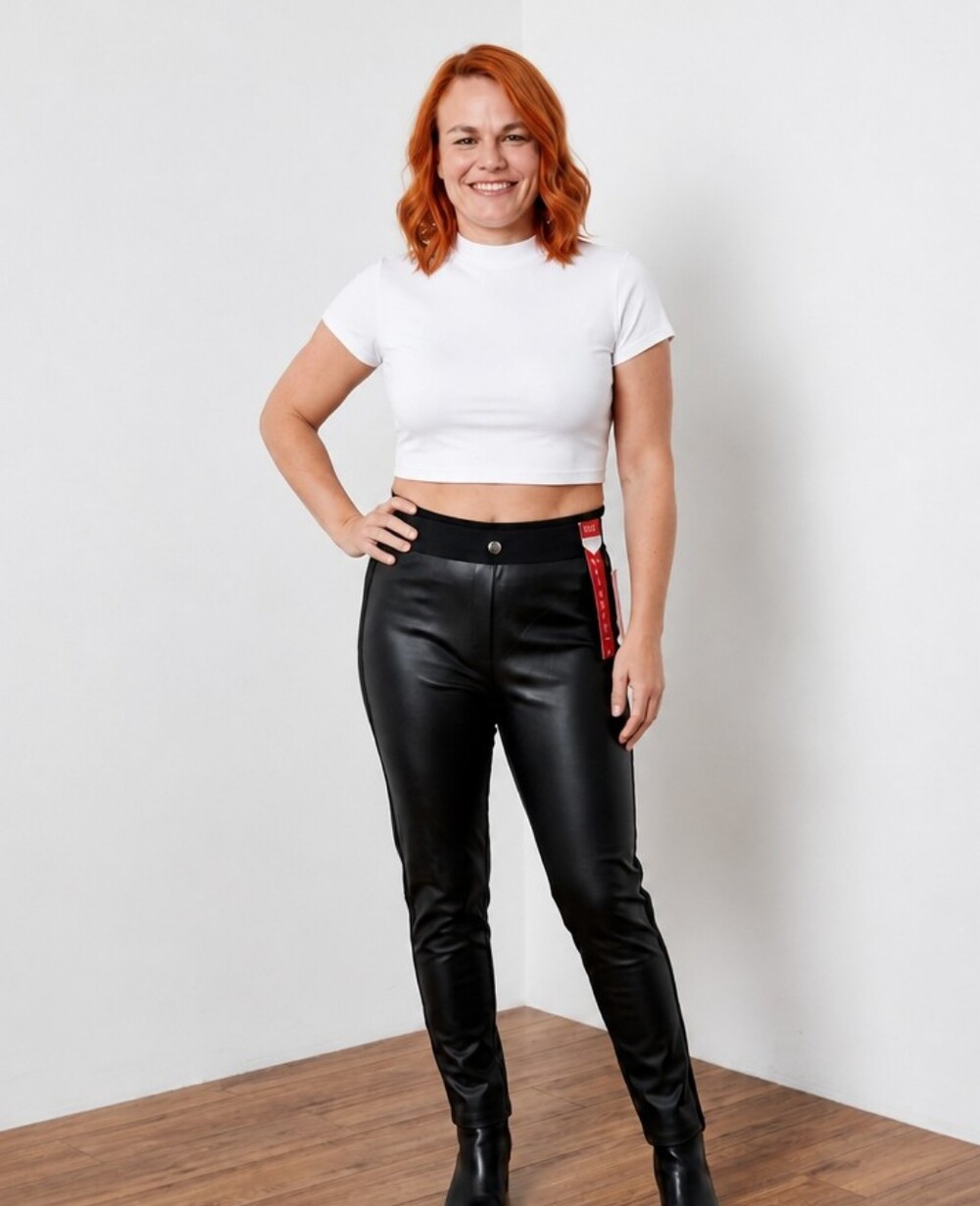 Pleather Skinny Pants for Women - Black